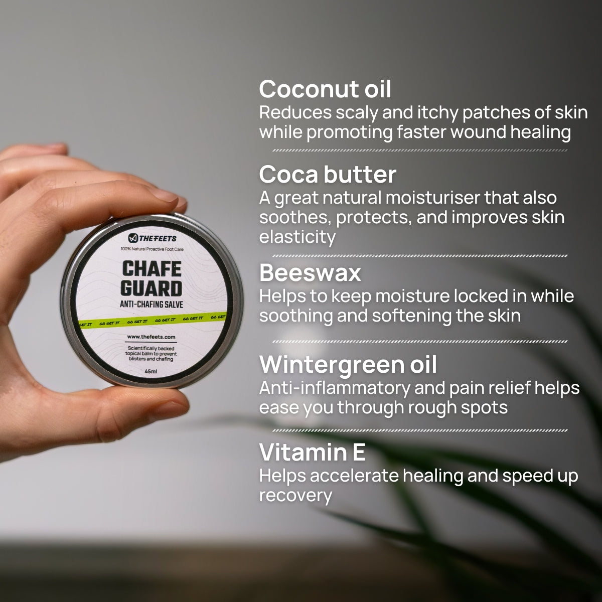 All Natural Anti Chafe Balm & Blister Prevention Salve Ingredients