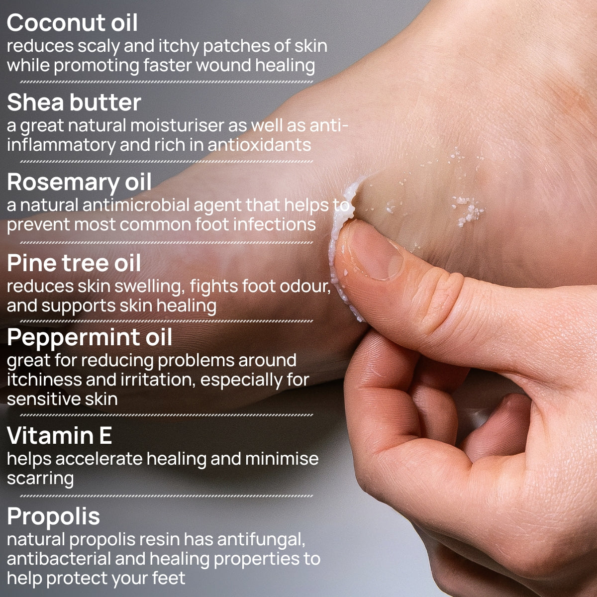 All Natural Hydrating Cracked Heel Cream & Foot Moisturiser Ingredients