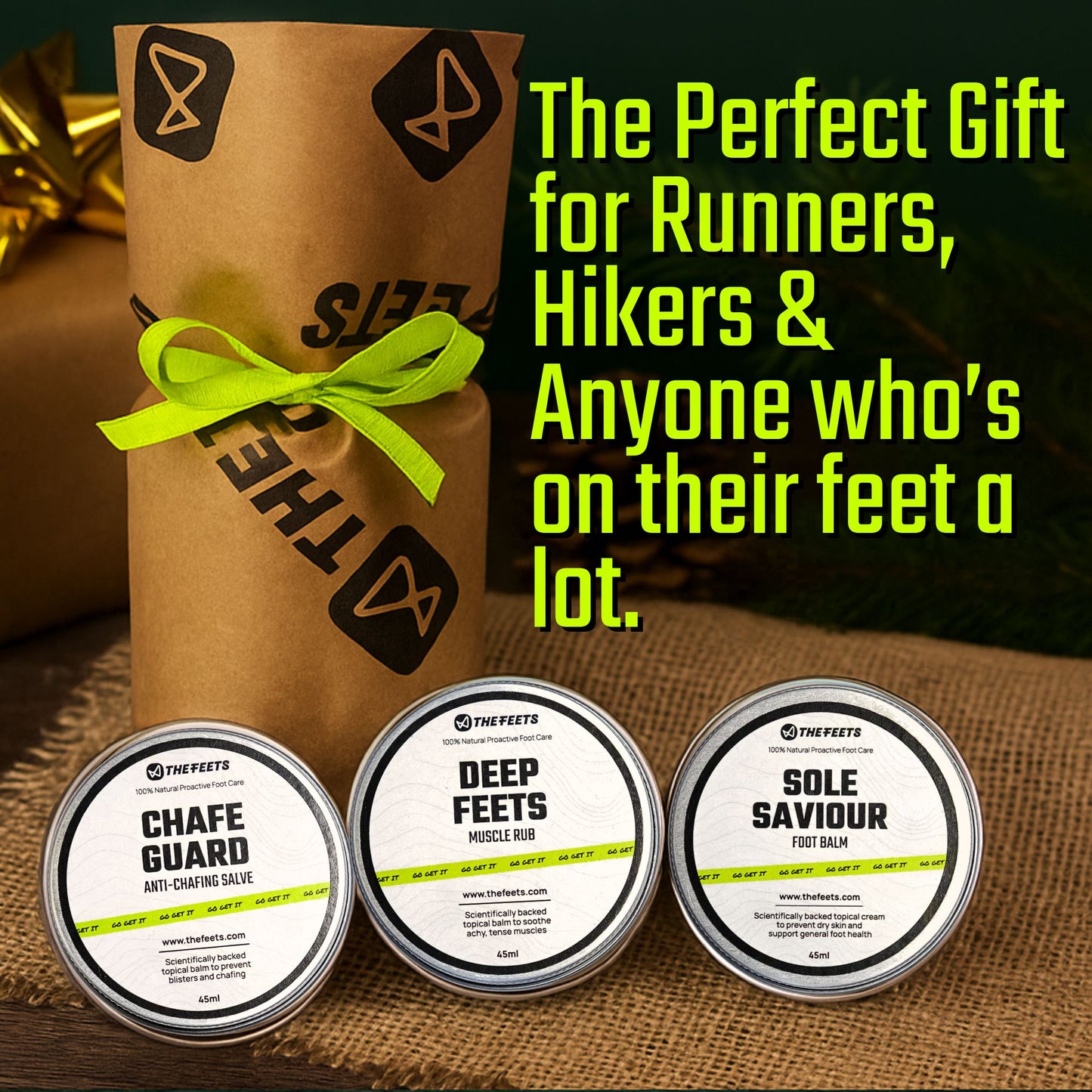 Foot care gift set for runners, hikers, and anyone on their feet a lot